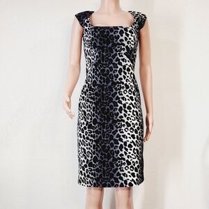Jessica Simpson Leopard Print Open Back Sheath Sexy Dress Sz 6